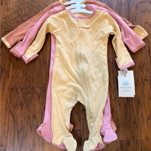 Cloud Island Pink and Yellow Footed One Piece three pack
